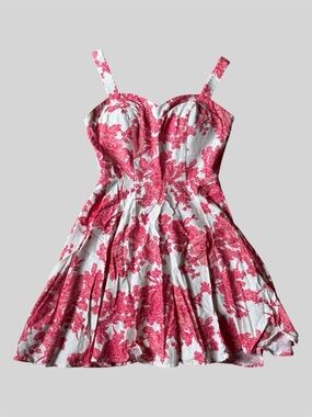 Junior’s Elegant Floral Print Linen-Blend Dress